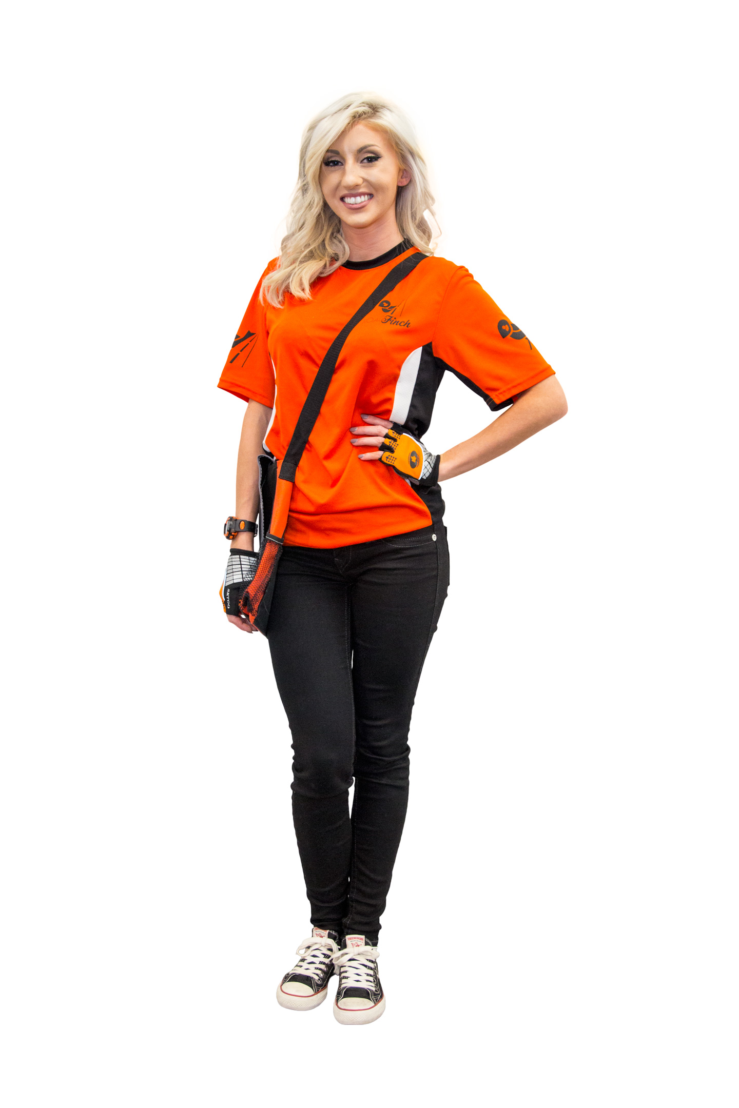 Studio portrait in a graphic shirt